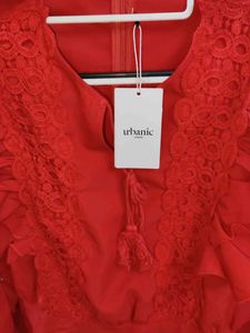 URBANIC -  Red Ruffled Dress