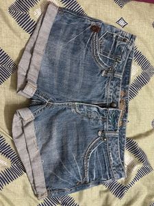 Distressed Blue Denim Shorts