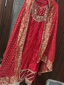 Elegant Red & Gold Ethnic Suit
