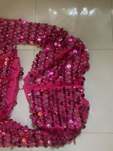 Pink Sequin Bell Sleeve Mini Dress