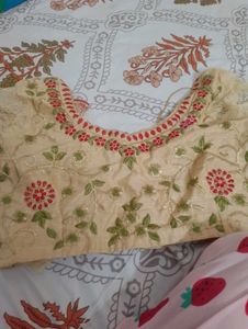 rani colour saree with Golden Border