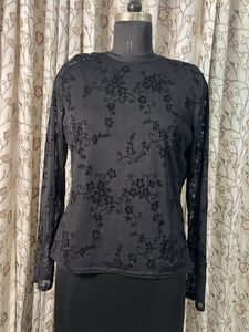 Kathy Ireland Black Lace Blouse