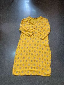 Yellow Printed Kurta