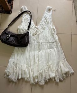 Vintage White Ruffle Babydoll Dress