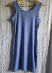 Sleek lavender Ribbed Sleeveless Dress