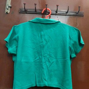 Emerald Green Cropped Polo Shirt