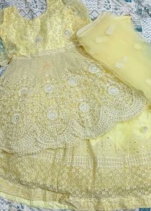 Designer Yellow Peplum Lehenga Choli Set