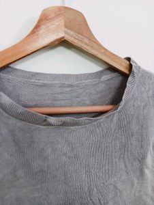 Grey Textured Sleeveless Top
