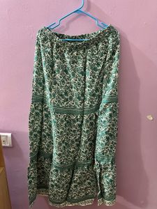 Women's Green Floral Print Skirt