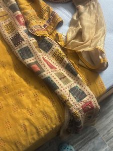 Yellow Printed Kurta Set with Dupatta