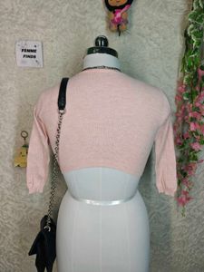 Cute Pink Cropped Cardigan