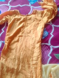 Orange Embroidered Kurta Set with Dupatta