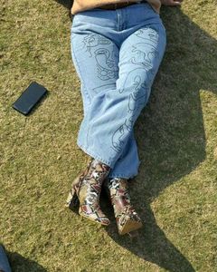Artistic Face Print Jeans