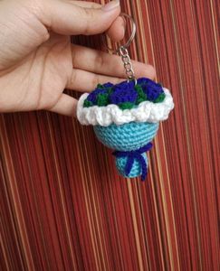 Handmade Crochet Flower Bouquet Keychain
