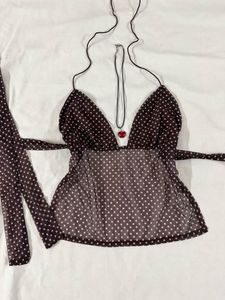 Polka Dot Halter Neck Top