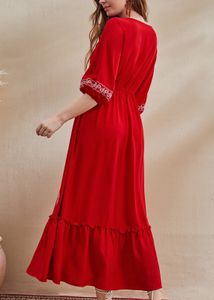 Branded Red Embroidered Dress