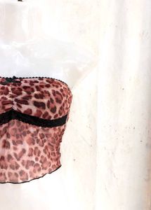 Leopard Print Tube Top with Black Shorts