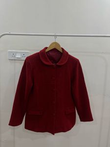 VINTAGE DARK RED TEXTURED BLAZER
