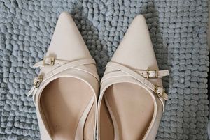 Beige Pointed Flats