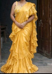 Stunning Yellow Ruffled Saree
