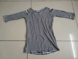 Striped Cold Shoulder Top