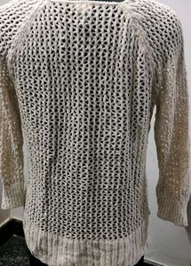 Knitted Cream Sweater - Stylish &amp; Comfy