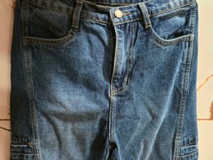 Vintage Wash Cargo wide leg Jeans
