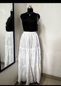 Flowy White Maxi Skirt