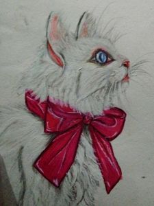 Cat Painting with Bow