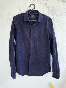 Men's Navy Blue Dotted Shirt