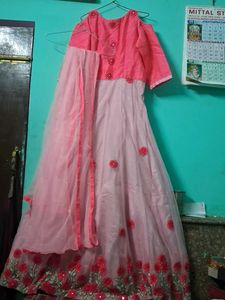 Beautiful Pink Ethnic gown with long dupatta