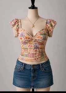Floral Cottagecore Mesh Top