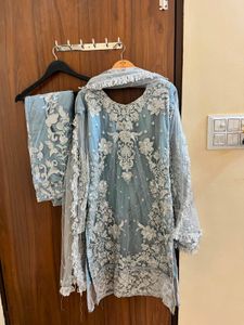 Og Stunning Blue Embroidered Pakistani Dress
