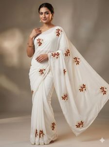 Elegant Embroidered pure Saree