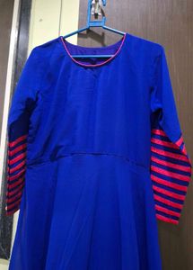 Stylish Blue Kurta with Pink Sleeves