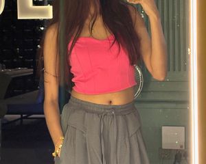 pink crop top