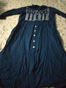 Blue Embroidery Rayon Kurti
