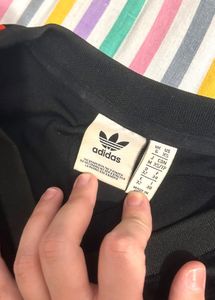 Adidas Black &amp; Red Striped Crop Top