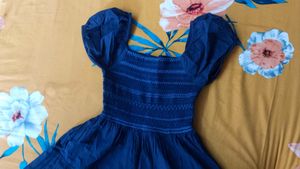 Navy Blue Tiered Midi Dress