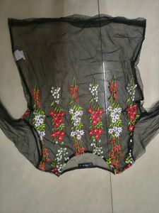 Shein Black Floral Mesh Top pick any one