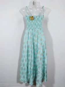 Light Cyan Blue Floral Printed Dress (Women)