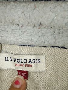 Chain On Neck Woollen Polo Sweater Branded Fo