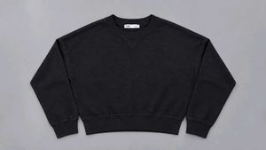BLACK TEXTURED CREW NECK SWEATSHIRT