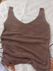 Sparkly Brown V-Neck Tank Top