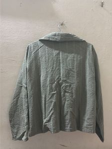 Oversized Lightweight Textured Button-Up Shirt