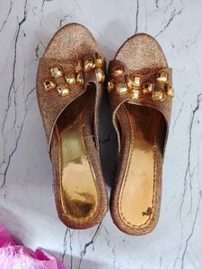 Sparkling Gold Embellished Flats