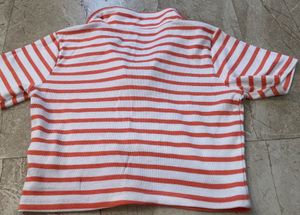 Striped Collared Cropped Top