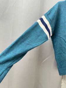 Teal Striped Knit Sweatshirt