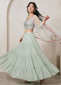 Mint Green Tiered Lehenga Choli
