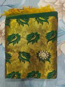 Green & Gold Floral Saree